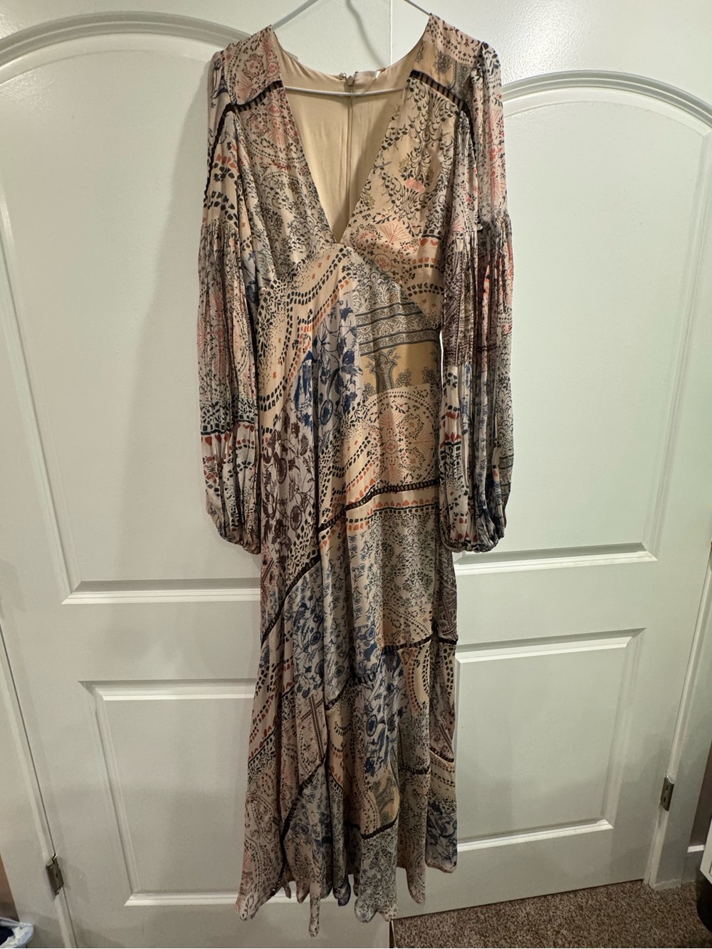 Free People Patchwork Print Long Sleeve Maxi Dress Size 4